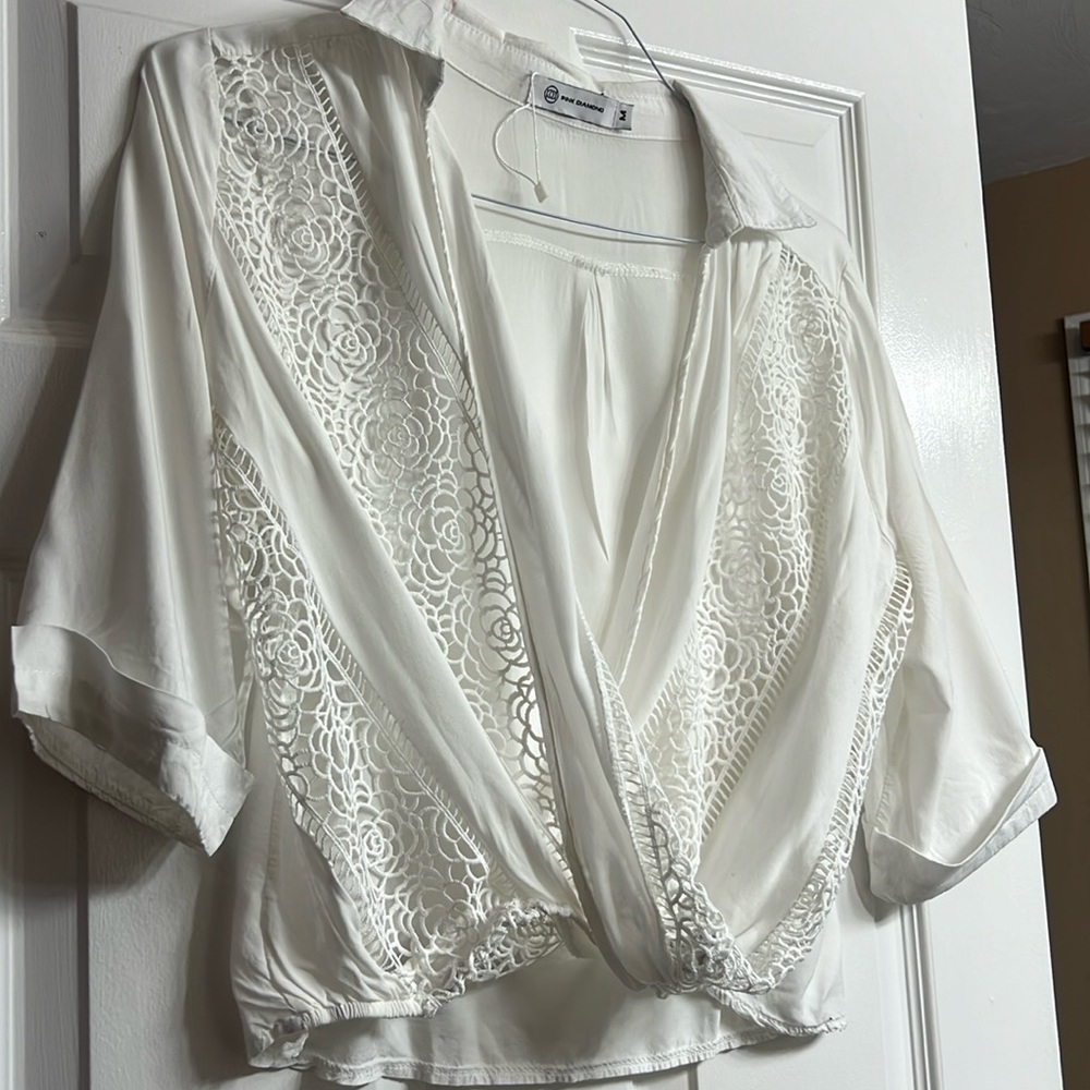 Pink Diamond Embroidered Design Blouse NWOT